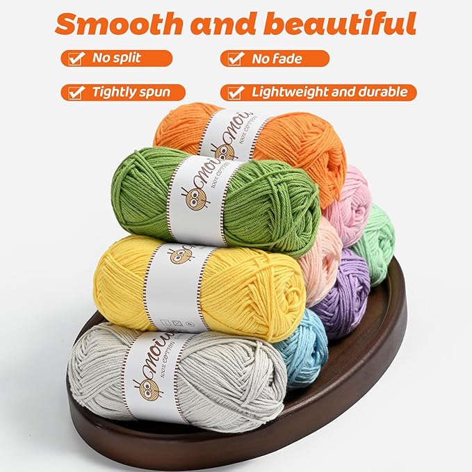 15 Pack 100% Milk Cotton Yarn for Crocheting, 750g/1968.5yd Baby Yarn for Crocheting Soft, Fuzzy 5 Ply Cotton Crochet Amigurumi Yarn for Puzzle/Clothes&Crafts(Set A)