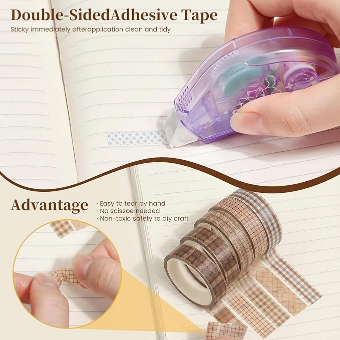168 Pcs Textured Vintage Scrapbook Paper Kit with Washi Tape & Double Sided Tape, 6 Themes Junk Journal Supplies for Scrapbooking, Card Making, Collage Crafts