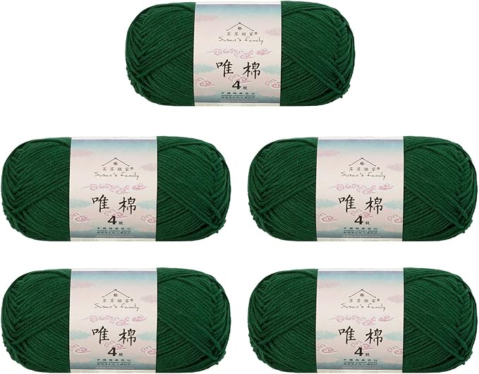Susan's Family 4 ply 60% Cotton 40% Acrylic Yarn - Soft & Durable - 5 x 50g (1.76oz) - 655 Yards for Knitting & Crocheting - Baby Blankets, Amigurumi, Sweaters & More