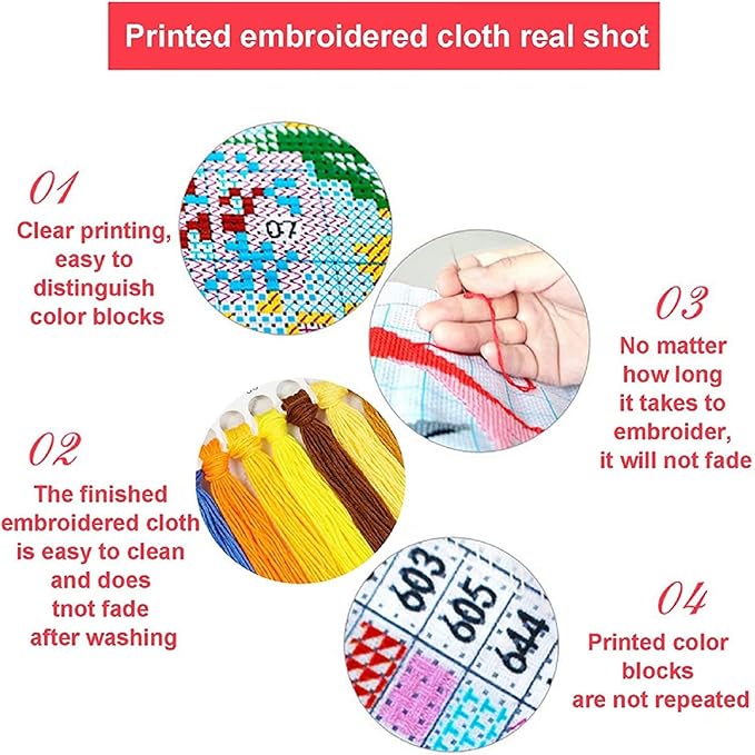 dimxvean stamped cross stitch kits,cross stitch kits for adults beginners,embroidery kits full range of cross stitch stamped kits needlepoint kits cross stitch patterns-colorful tree 18x18 inch