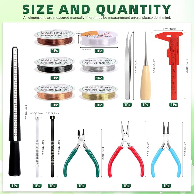 Keadic 947Pcss Jewelry Making Tool with Jewellery Findings Kit Includes Beading Wires, Mini Jewelry Pliers, Cord Ends, Lobster Clasps, Earring Hooks, Jump Rings, Eye Screw Pin for Adult and Beginners