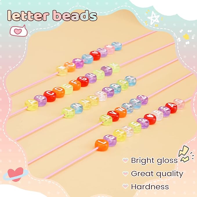 1450 Pieces Letter Beads, 28 Styles Acrylic 4x7mm Round Letter Beads Kits, A-Z Alphabet Heart Pattern Bead for Bracelets Necklaces DIY Jewelry Making