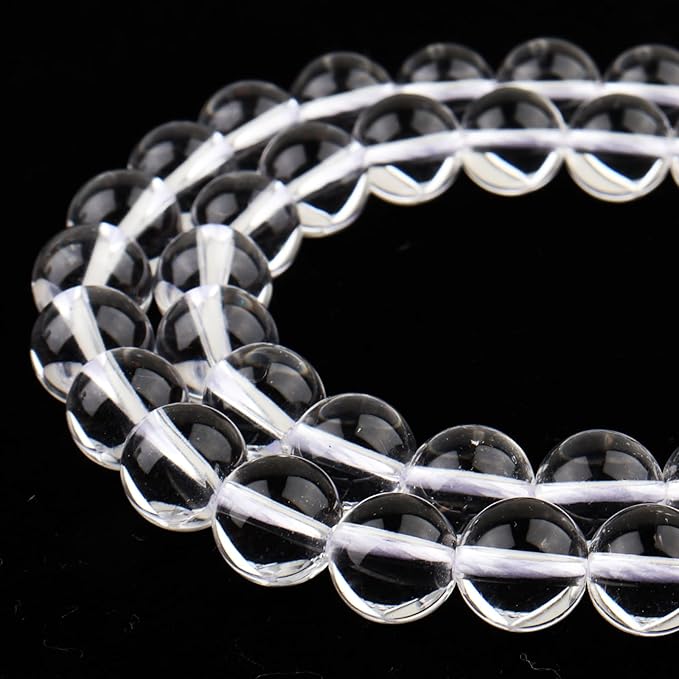 Crystal Beads for Jewelry Making - 8mm Glass Round Craft Beads for Bracelets(45-48pcs, Clear Crystal)