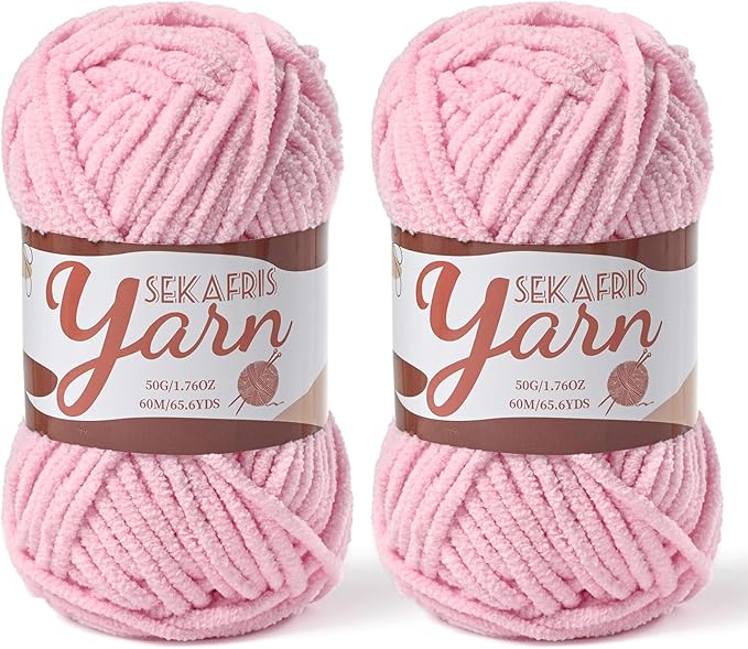 2 Pack Fluffy Velvet Yarn for Crocheting，Baby Blanket Yarn for Crocheting Soft，100g(131yds) Amigurumi Yarns，Plush Chenille Crochet Yarns，Puzzle Yarn for Crochet Weaving Craft(2 Pink)