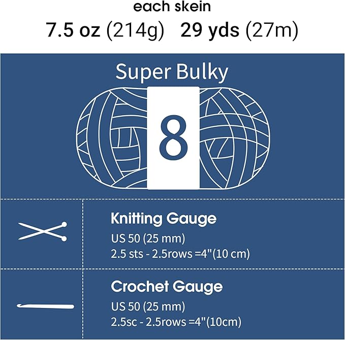 MABOZOO Tie Dye Chunky Yarn for Crocheting 8 Pack,Fluffy Jumbo Chenille Yarn,Soft Plush Yarn Bulky,Giant Thick Fuzzy Yarn for Hand Knitting or Arm Knitting,Blue Gradient(26 yds,8 oz Each Skein)