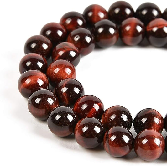 45pcs 8mm Natural Red Tiger's Eye Gemstone Round Spacer Loose Stone Beads for Jewelry Making 15.5" 1 Strand (Red Tiger's Eye, 8mm 45Beads)