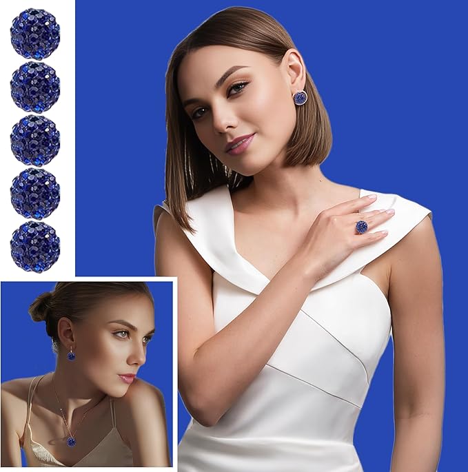 Navy Blue Rhinestone Beads for Jewelry Making-10mm Round Disco Ball Beads Crystal Baseball Bead for Necklace Bracelet,DIY Craft Supplies,Earring Jewelry Making(200 pcs)