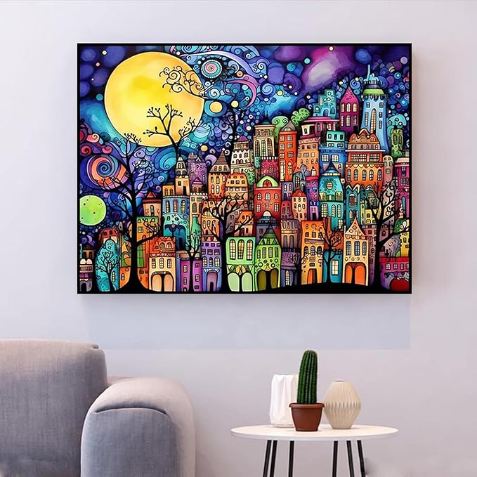 Meothan Diamond Art Kits for Adults, 5D DIY Dream House Diamond Painting Kits for Beginners, Diamond Dots Gem Arts Crafts Kits for Living Room Bedroom Home Wall Decor Offices16X12 Inch