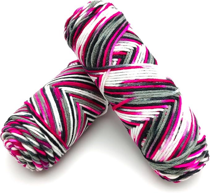 5-Ply Variegated Yarn 200g/2pcs, Acrylic 100%, Chunky Weight 2.5mm, Soft & Cozy, Vibrant Colors, Full Hand Feel for Knitting Sweaters, Scarves, Shawls, Hats (10#Black Purple)