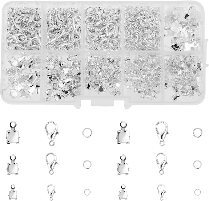 Mandala Crafts 300 Pcs Chrome Cup Chain Ends SS12 SS16 SS18 SS20 SS24 SS30 Rhinestone Chain Connectors Jewelry Finding Kit for DIY Iced Out Bracelet Necklace Earring Charm Pendant Making