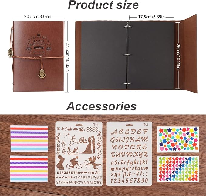ThxMadam Leather Scrapbook Album 60 Pages Vintage Love Photo Album,11 * 8.1 Inch Scrapbook for Couples-DIY Memory Book,Birthday/Wedding Guest Book Gift for Anniversary Mother's Day