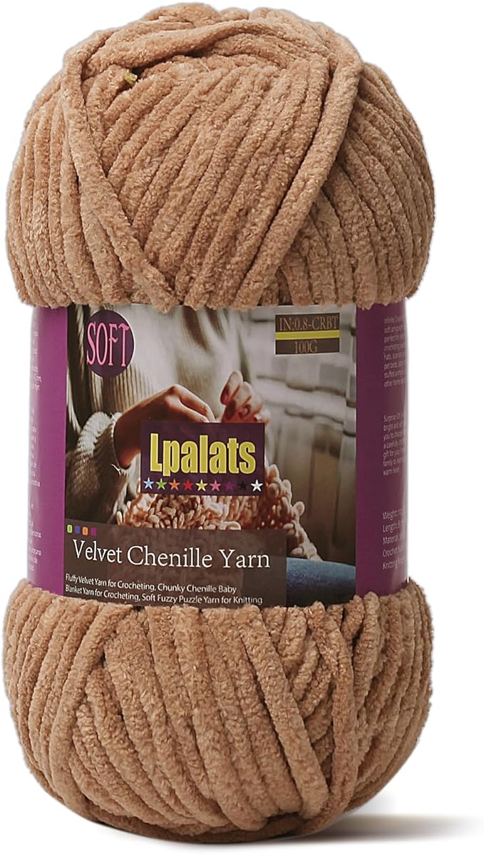 Baby Blanket Yarn for Crocheting Soft - 1 Pack of 100g/3.5oz Chunky Chenille Yarn for Knitting Blankets Amigurumi - #6 Super Bulky - 87 Yards Thick Plush Yarns (1, Curry)
