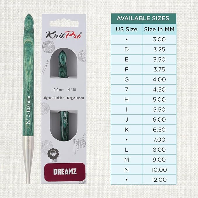 KnitPro Dreamz Afghan/Tunisian Crochet Hook | US Size N (10mm)