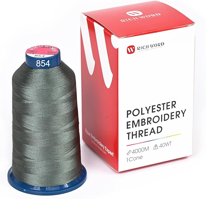 Poolin Embroidery Machine Thread Richword Selected Green 4000M 40WT Polyester Embroidery Thread – Smooth, Strong Single Spool for Home & Commercial Machines 0854