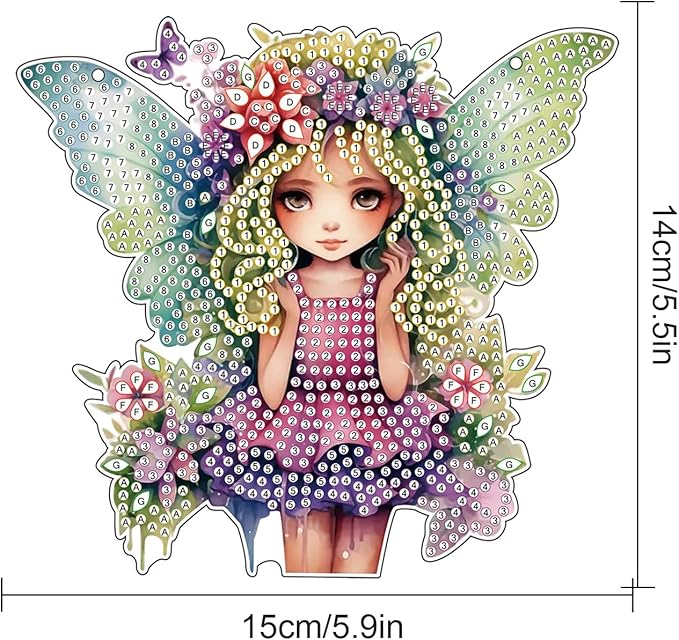 AiYuanzsh Butterfly Fairy Diamond Art Hanging Kit, DIY 5D Special Shaped Rhinestones Acrylic Pendant, Fantasy Diamond Painting Ornament for Wall, Door or Garden Decoration, Handmade Craft Gift