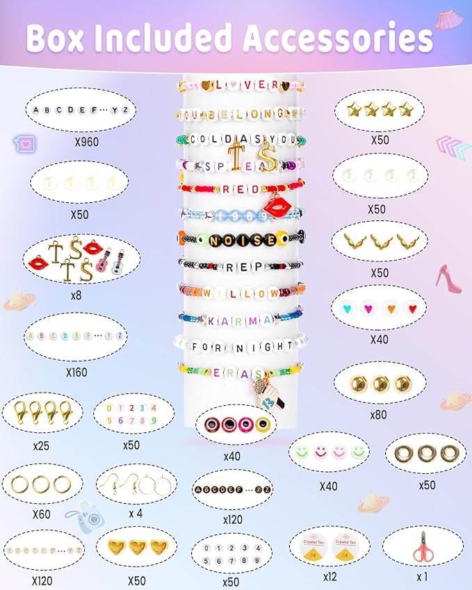 Goldwise Friendship Bracelet Kit 6 Boxes-17417 Pcs 48 Colors Bracelet Making Kits with 15360 Pcs 4mm and 3mm Glass Seed Beads, 5 Styles Letter Beads and Number Beads with Charms, Gift, Birthday