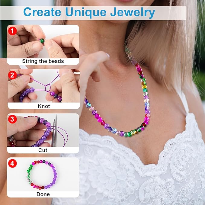 XSEINO About 1200pcs 6mm Crack Glass Beads Bracelet Making Kit,24 Style Crack Mystic Green Series Colorful Crystal Beads for Jewelry Bracelet Making,DIY Crafts,Friendship Bracelets