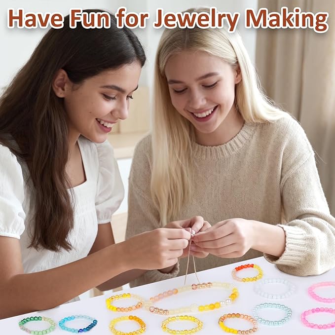 XSEINO About 1200PCS 6mm Glass Beads Bracelet Making Kit,24 Assorted Warm Yellow Wilt Series Colorful Crystal Beads for Bracelet and Jewelry Making and DIY Crafts,Friendship Bracelets