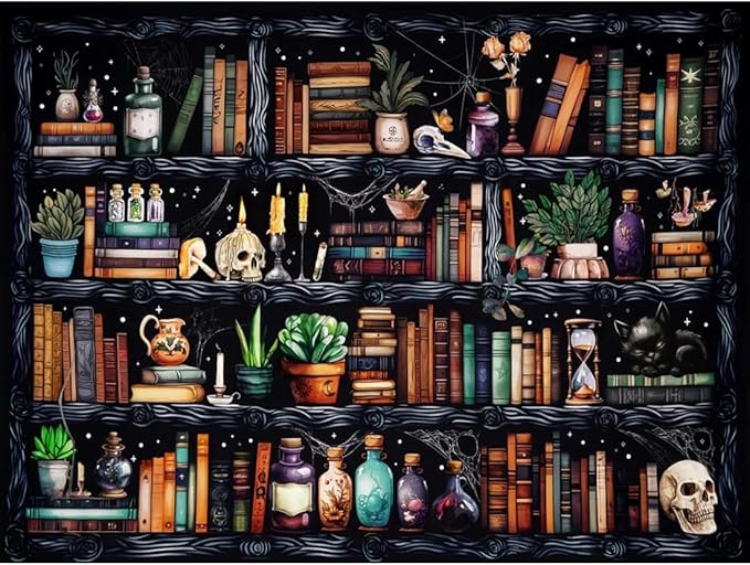 Tiwabb Stamped Cross Stitch Kits for Adults - Bookshelf Embroidery Kits for Beginners, 11 CT Patterns, 12x16 inch