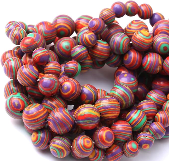 Painted Peacock Turquoise Stone Beads for Jewelry Making DIY Bracelet Necklace Gemstone Round Crystal 1 Strand 15.5inch 4MM