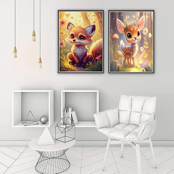 Meothan Diamond Art Kits for Adults - 4 Pack Animals Diamond Painting Kits for Adults, 5D Round Full Drill Gem Art Paint by Diamonds Pictures DIY Crafts Kits 9.8 x 13.8 inch (Cat Fox Deer and Tiger)