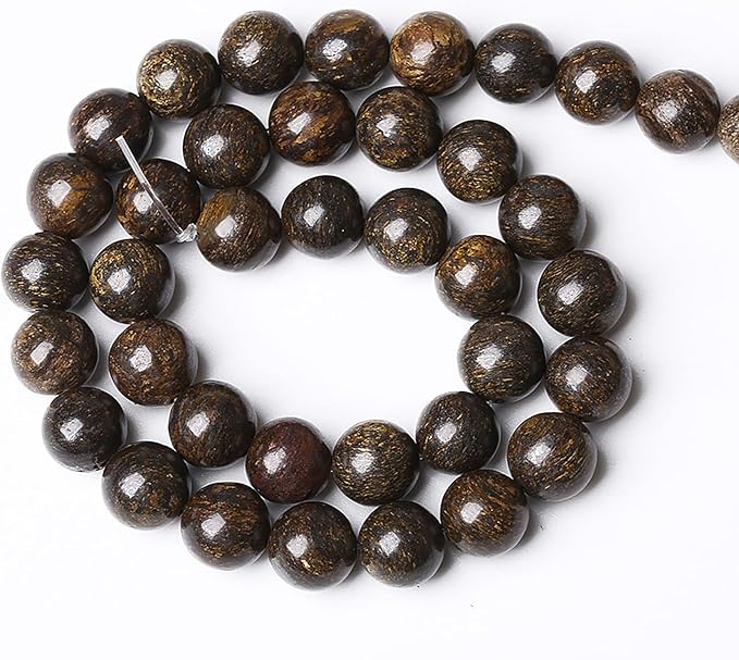 176pcs 4mm Natural Stone Beads Brown Bronzite Gemstone Round Loose Beads for Jewelry Making DIY Bracelet Necklace 32" 2 Strands