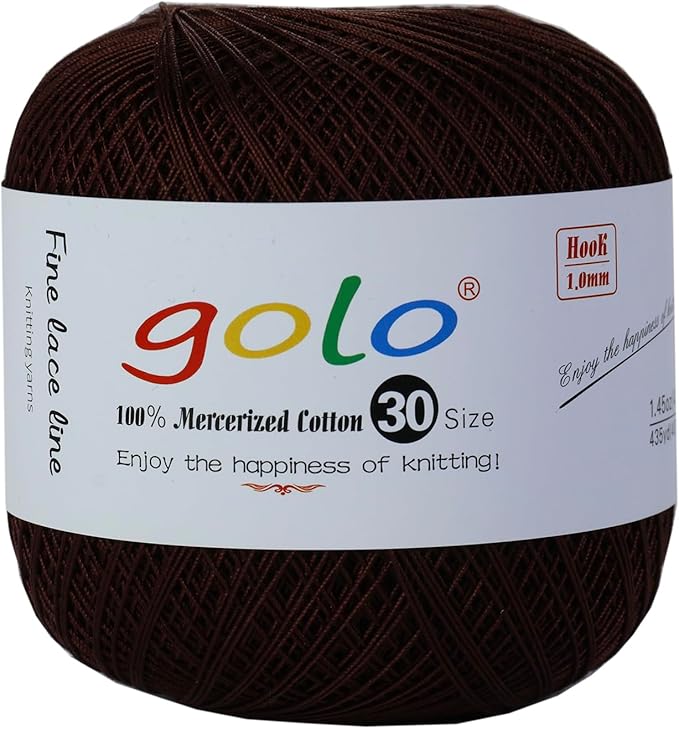 golo Crochet Thread Size 30 Yarn for Hand Kniting Yarn for Tatting Grape Brown 228