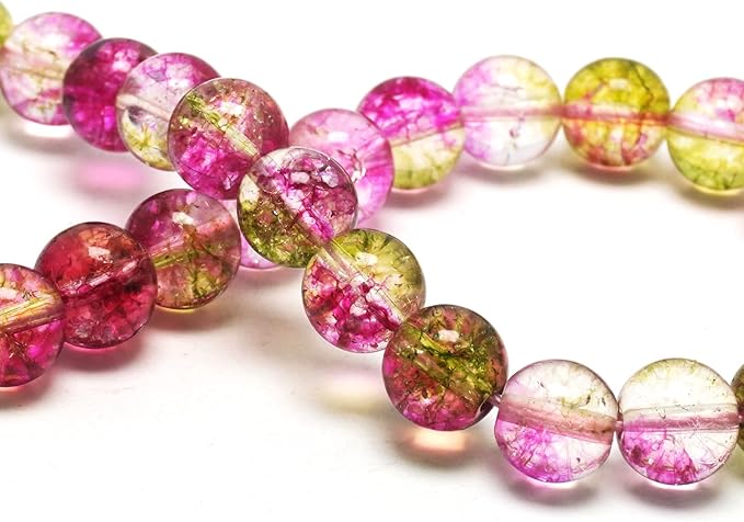 Crystal Round Beads for Jewelry Making - 8mm Glass Craft Beads for Bracelets(45-48pcs, Watermelon Crystal)