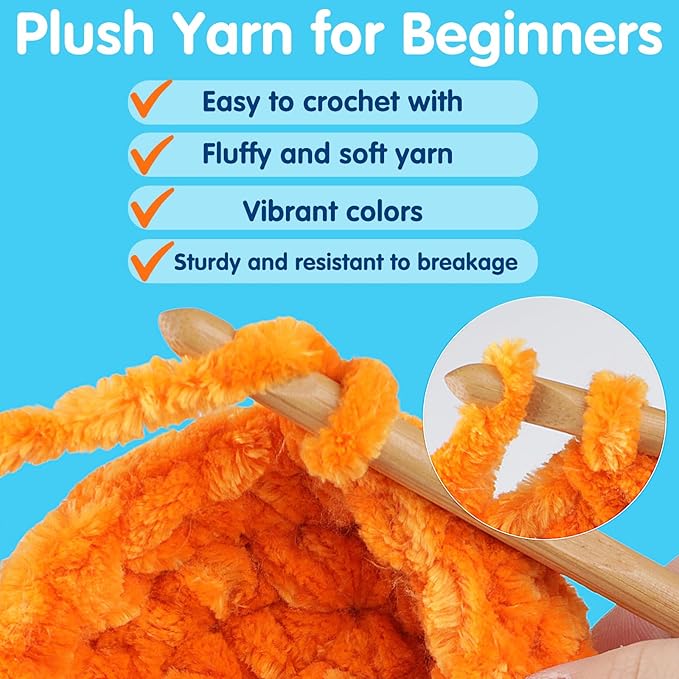 4 * 100g Velvet Chenille Chunky Yarn for Crocheting - 49.2yds per Skein Plush Fluffy Yarn - Easy to Use for Baby Blankets, Knitting Creations & DIY Crafts(4, Big Red)