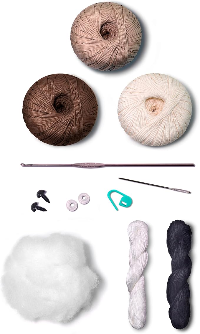 Circulo Amigurumi Crochet Kit - Too Cute - All Included, Easy Instructions - Crochet Kit for Intermediate - Crochet Set - Character Crochet Kit, Premium Amigurumi Yarn for Crocheting - Dog