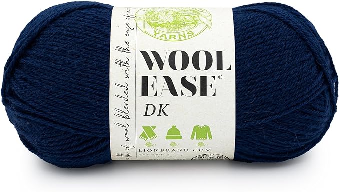Lion Brand Wool-Ease DK Yarn, Yarn for Knitting, Crocheting, and Crafts, Navy, 1 Pack