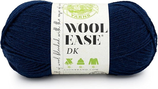 Lion Brand Wool-Ease DK Yarn, Yarn for Knitting, Crocheting, and Crafts, Navy, 1 Pack