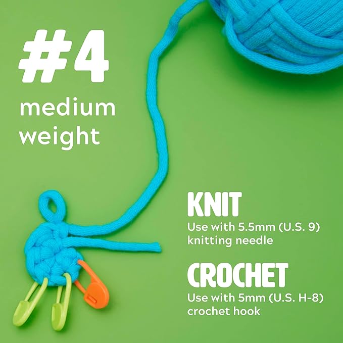 Woobles Easy Peasy Yarn for Beginners with Easy-to-See Stitches - Medium #4 Worsted Yarn - Cotton-Nylon Blend for Crocheting & Knitting