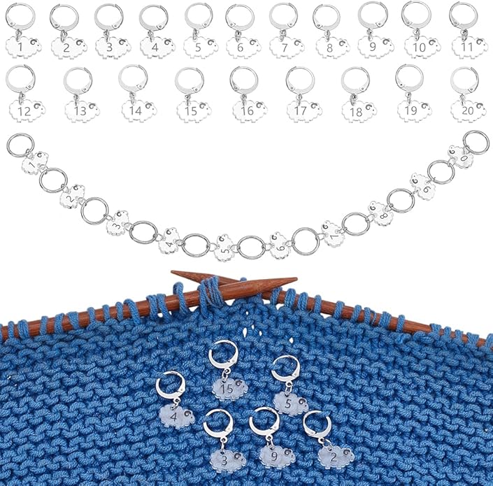 BENECREAT Sheep Stitch Markers, Clear Acrylic Crochet Stitch Marker Charms for Knitting Weaving Sewing Accessories Quilting