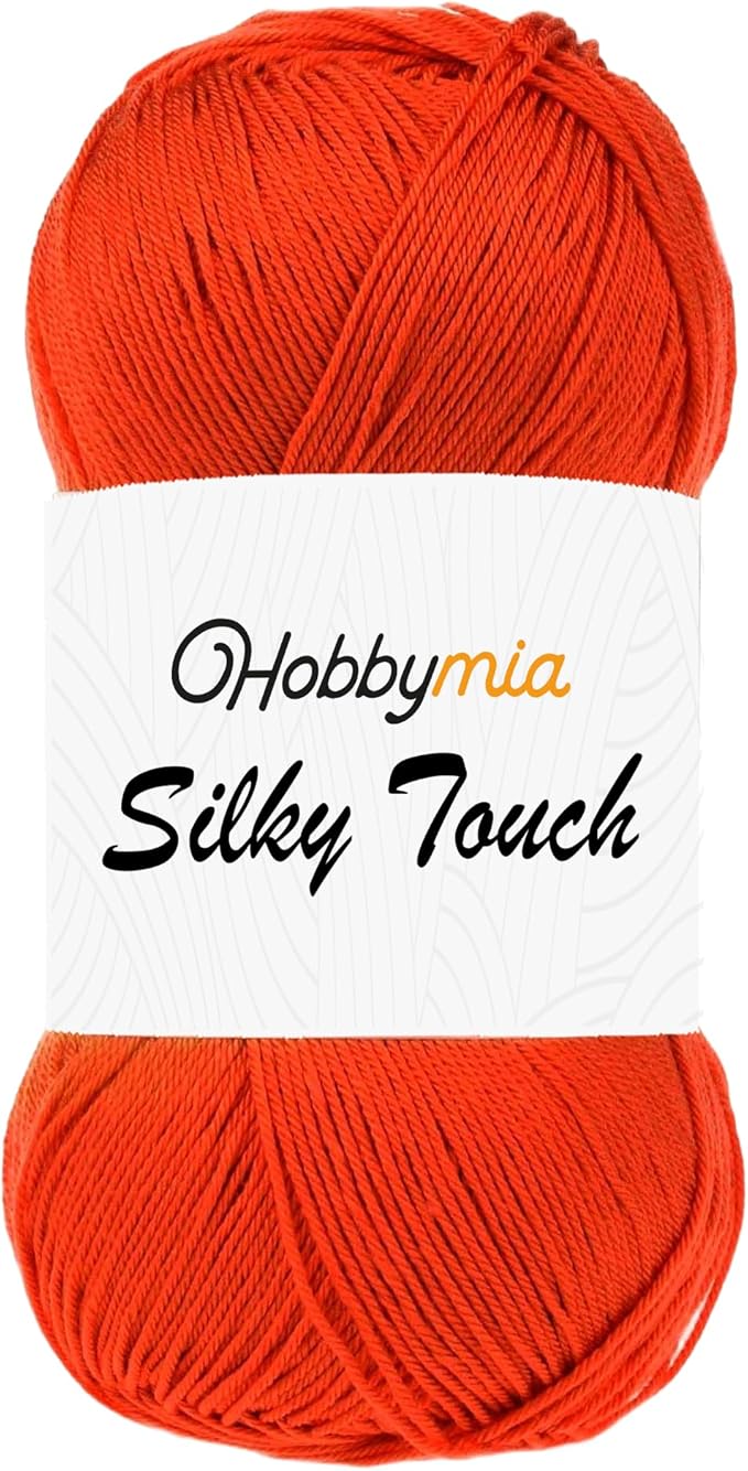 Silky Touch Acrylic Yarn - Soft Sport Weight Yarn for Crochet & Knitting - 100g / 383yds - 100% Microfiber Acrylic - Lightweight Fine Smooth Yarn(Orange - Dark Orange, 1 Skein)
