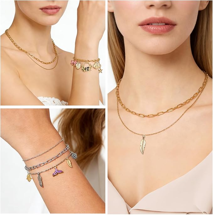 18K Gold Silver Necklace Chains for Jewelry Making Kit - 20FT 4 Rolls DIY Bracelet Chains with Mixed Color Charms, Jump Rings, Lobster Clasps, Pliers and Accessories for DIY Jewelry Crafting Gifts