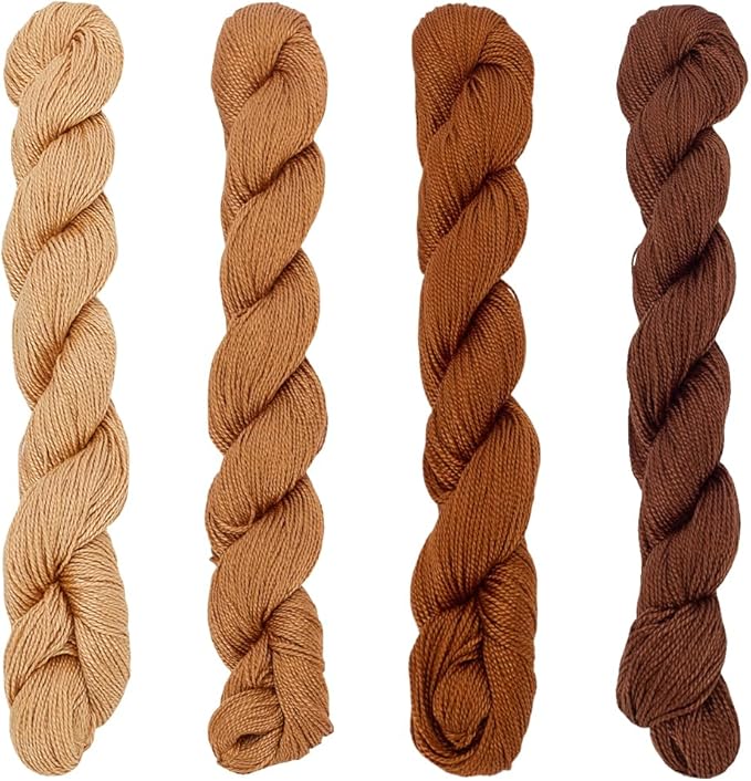 FREEBLOSS 4 Pcs Sashiko Thread Sashiko Skein 4 * 100 M Pure Cotton Embroidery Thread Japanese Sewing Threads Quilting & Embroidery Sewing Kit Supplies 4 Brown Theme Colors