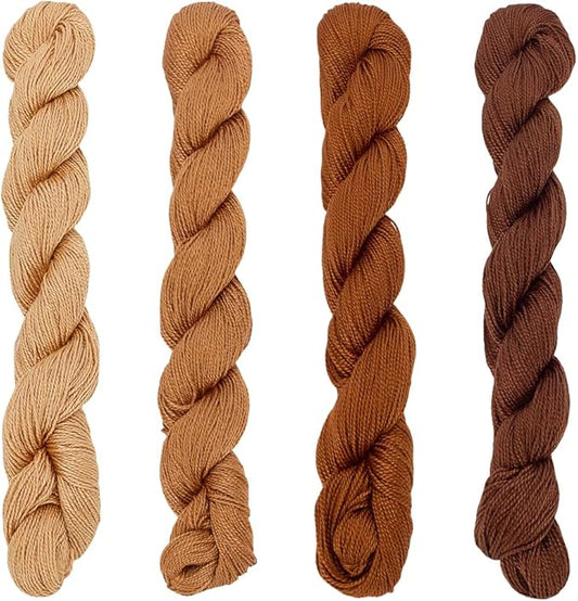 FREEBLOSS 4 Pcs Sashiko Thread Sashiko Skein 4 * 100 M Pure Cotton Embroidery Thread Japanese Sewing Threads Quilting & Embroidery Sewing Kit Supplies 4 Brown Theme Colors