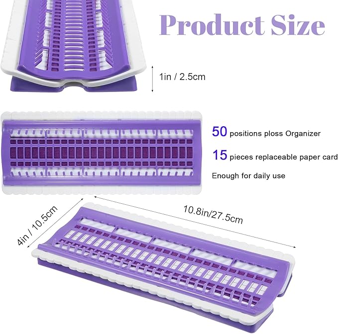 50 Positions Floss Organizer Embroidery Shelf, Thread Organizers for Sewing and Cross Stitch Embroidery Thread, Paper Card Sewing Needle, Embroidery' Floss Organizer