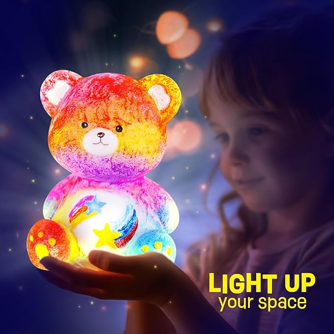paint your own bear lamp kit, art supplies bear painting kit for kids 6-12, arts and crafts for kids ages 8-12, bear toy girls boys halloween birthday christmas gifts ages 3 4 5 6 7 8 9 10 11 12+