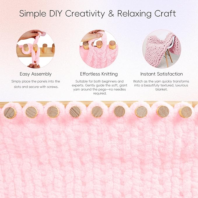 42'' Chunky Knitting Blanket Loom - Custom Thick Yarn Knitting Loom, Foldable and Portable Chunky Blankets Extra Large Loom