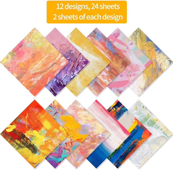 6x6" 160gsm Cardstock Single Sided Scrapbooking 24 Papers Pad Vintage Decoupage Scrapbook Kit Patterned Paper Junk Journal Supplies Journaling Supply Scrap Paper Crafting. Oil Painting