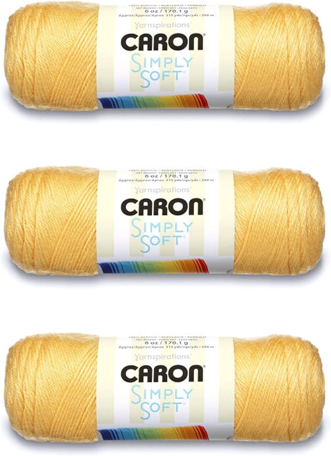 Caron Simply Soft Sunshine Yarn - 3 Pack of 170g/6oz - Acrylic - 4 Medium (Worsted) - 315 Yards - Knitting/Crochet
