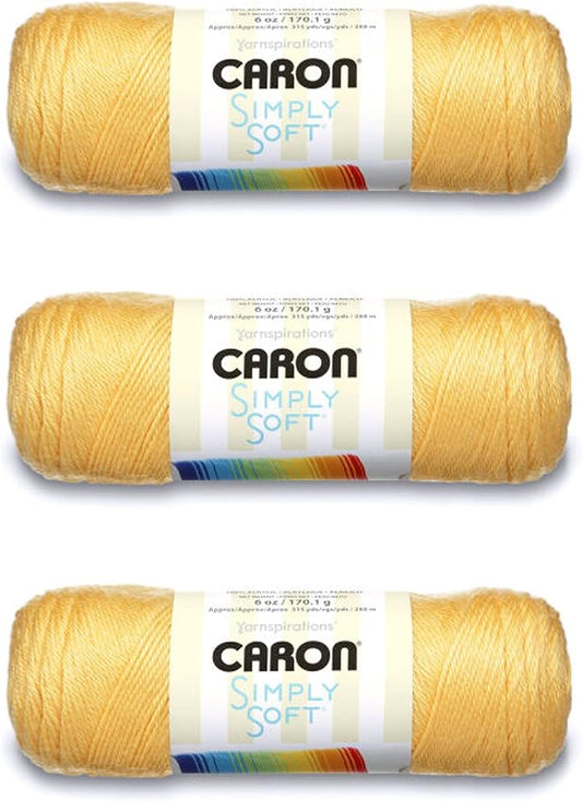 Caron Simply Soft Sunshine Yarn - 3 Pack of 170g/6oz - Acrylic - 4 Medium (Worsted) - 315 Yards - Knitting/Crochet