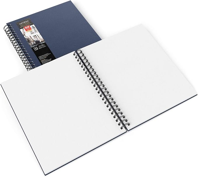 ARTEZA Watercolor Sketchbook 2-Pack, 9x12 Inches – 64 Pages Each, Cold Press 140 lb Paper, Spiral-Bound Hardcover Journal for Artists & Mixed Media