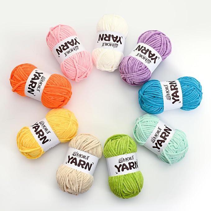 Fluffy Chenille Yarn for Crocheting, Chunky Velvet Yarns for Crochet Amigurumi, Baby Yarn for Crocheting Soft Blanket, 87.4yds /3.5 oz Bulky Yarns for Crafts/Hats/Shoes/Socks (Lake Blue)