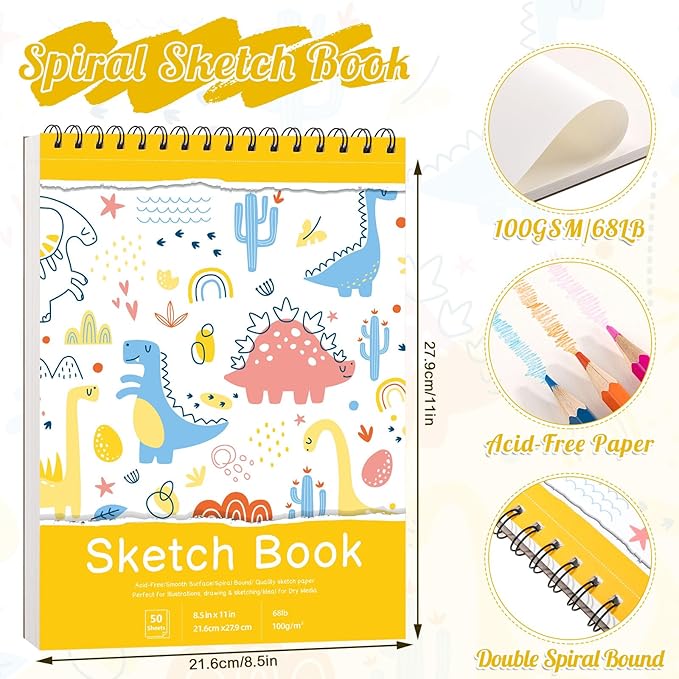 Sketch Book 8.5×11 inch, Spiral Bound Sketch Pad 50 Sheets (68lb/100gsm), Acid-Free Sketchbook for Drawing Painting Sketching, Art Paper Drawing Supplies for Teens Adults Artists Ideal Gifts