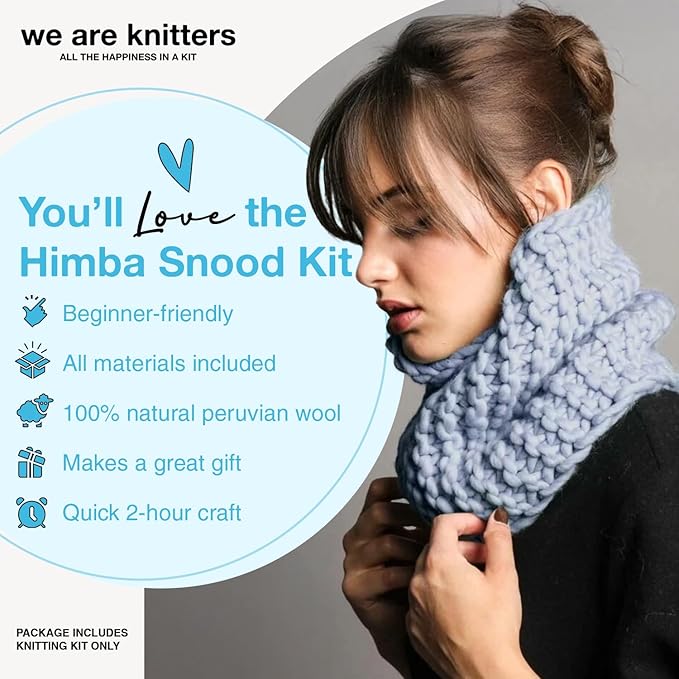 We Are Knitters Himba Snood Kit | Beginner Crochet Gift Kit | Easy Flat Knit Snood for Winter | Relaxing DIY Handmade Gift Set