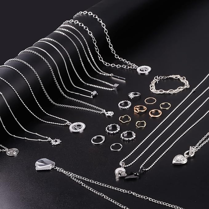 ecoofor necklace chains for jewelry making, 78.7 feet 10 rolls stainless steel jewelry chains for diy necklace bracelet jewelry making with stainless steel jump rings/lobster clasps/connectors
