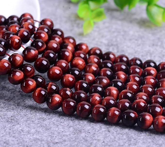 Natural Stone Beads 100pcs 8mm Red Tiger Eye Round Genuine Real Stone Beading Loose Gemstone Hole Size 1mm DIY Charm Smooth Beads for Bracelet Necklace Earrings Jewelry Making (Red Tiger Eye, 8mm)